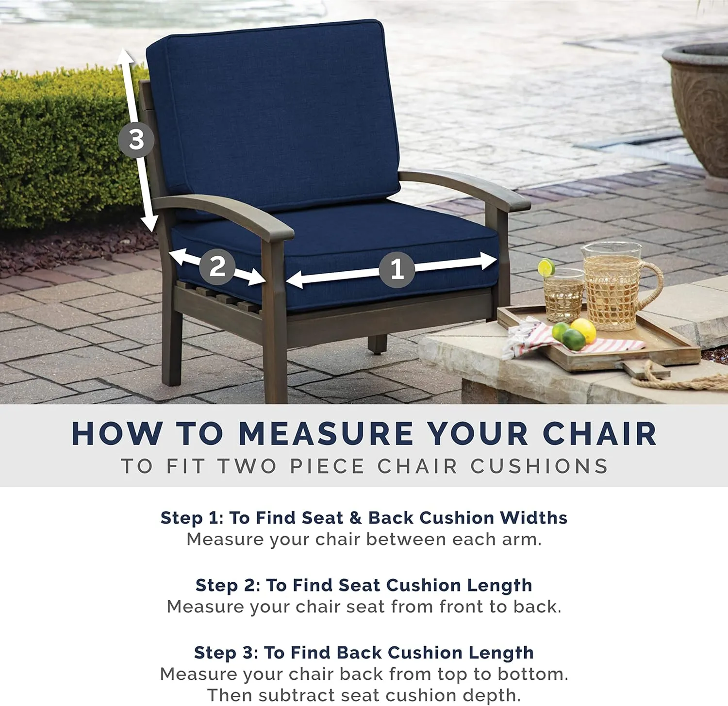 Arden Outdoor Loveseat Cushion Set, 48 x 24, Water Repellent, Fade Resistant, Cushion Set for Couch, Bench, and Swing 48 x 24, French Blue Linen Stripe