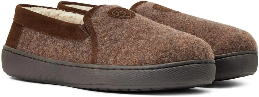 ARIAT Men's Lincoln Wool & Suede Warm Soft Comfortable Indoor Outdoor Slippers with Sherpa Lining & Tpr Soles
