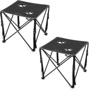ARROWHEAD OUTDOOR 2-Pack 26” (66cm) Heavy-Duty Portable Camping Folding Table, 2 Cup Holders, Compact, Square, Carrying Case Included, Steel Frame, High-Grade 600D Canvas