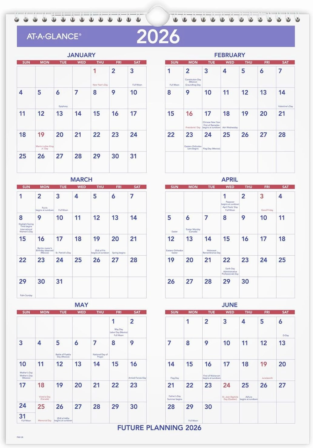 AT-A-GLANCE 2025 Wall Calendar, 12" x 17", Medium Tall (PM22825)