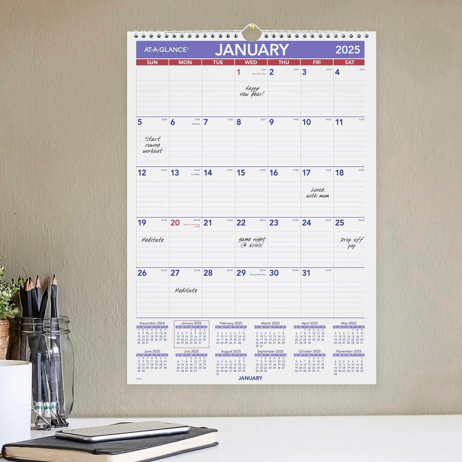 AT-A-GLANCE 2025 Wall Calendar, 12" x 17", Medium Tall (PM22825)
