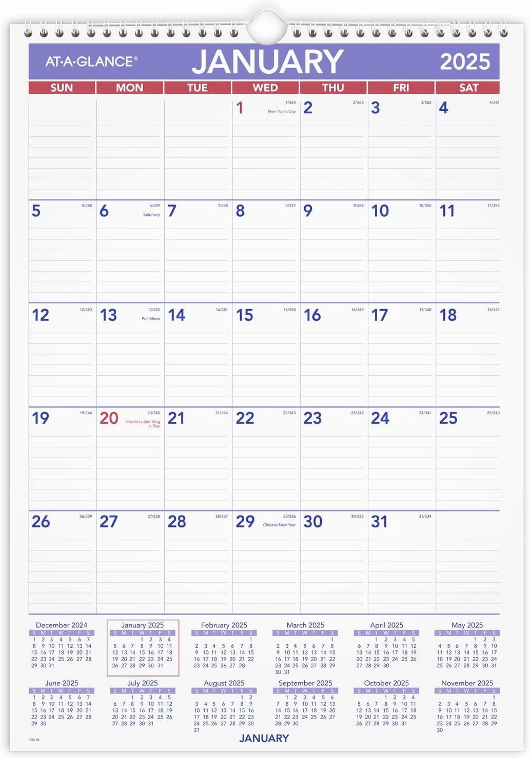 AT-A-GLANCE 2025 Wall Calendar, 12" x 17", Medium Tall (PM22825)