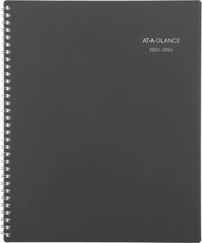 AT-A-GLANCE Planner 2025-2026 Academic, Monthly, 8-1/2" x 11", Large, Monthly Tabs, Flexible Cover, DayMinder, Charcoal (AYC47045)