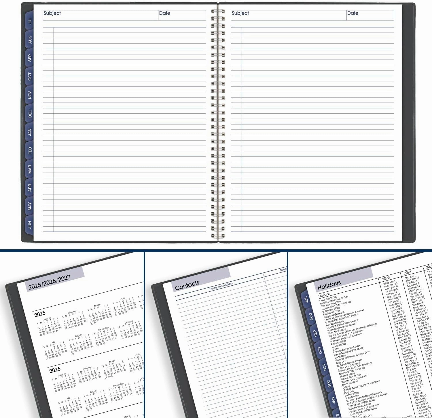 AT-A-GLANCE Planner 2025-2026 Academic, Monthly, 8-1/2" x 11", Large, Monthly Tabs, Flexible Cover, DayMinder, Charcoal (AYC47045)