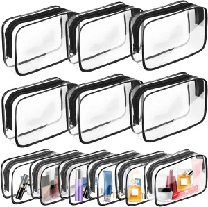 AURUZA Clear Makeup Bag, 12PCS TSA Approved Cosmetic Travel Toiletry Organizer, Quart Size Carry On Compliant, Water Resistant Airport Airline Essentials