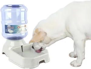 Automatic Dog Cat Water Dispenser,Gravity Multi Pet Drinking Fountain,Set with Pet Bowl for Medium Dog Puppy Kitten, 1 Gallon/ 3.8L Capacity (Waterer)
