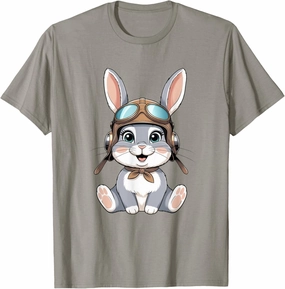 Aviator Bunny Cute Rabbit with Pilot Helmet and Goggles T-Shirt