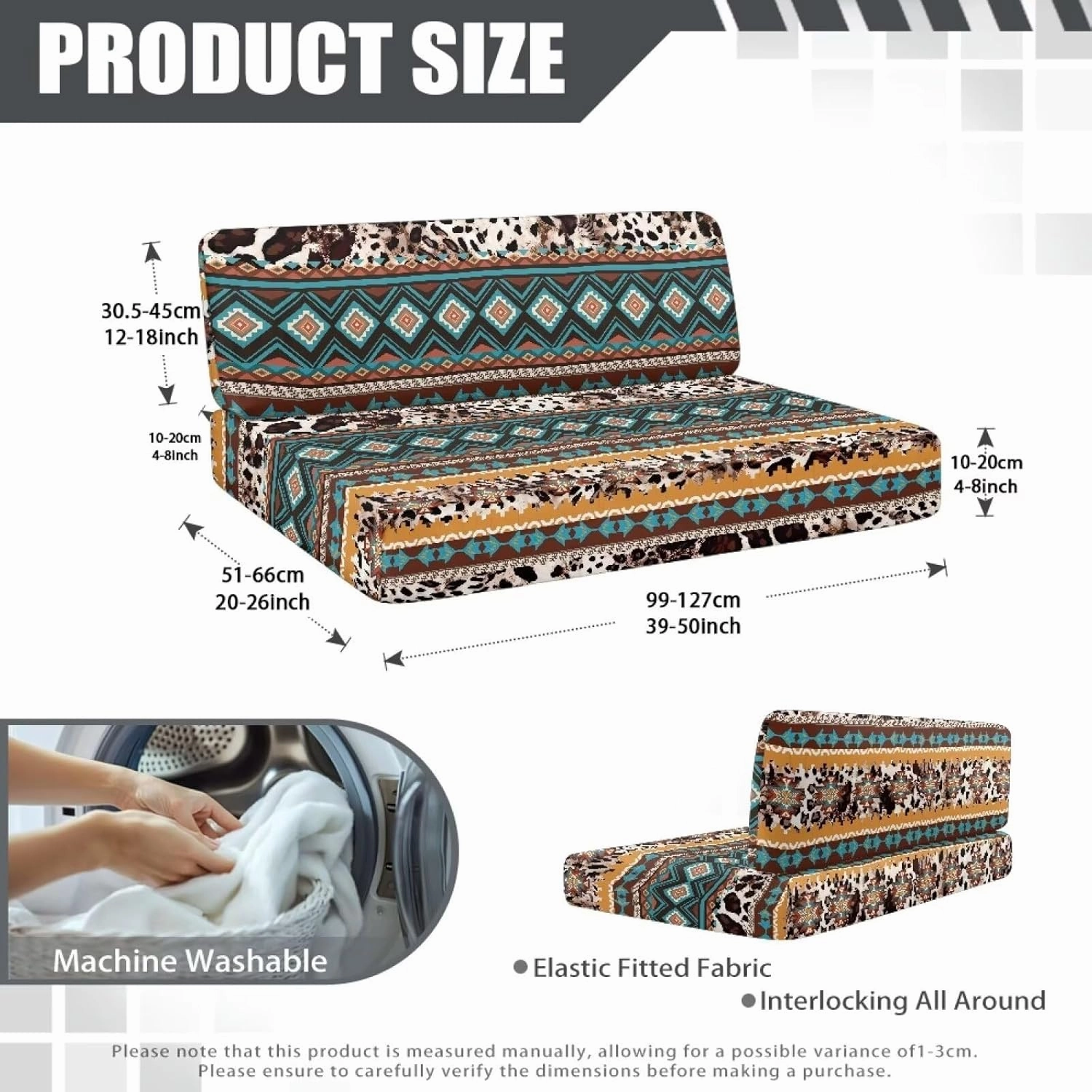Aztec Cow Print RV Dinette Cushion Covers Brown RV Sofa Cover Set Comfortable Camper Cushion Covers Washable Slipcover Couch Cover for RV Camper Sofa Camper Accessories for Inside Decor