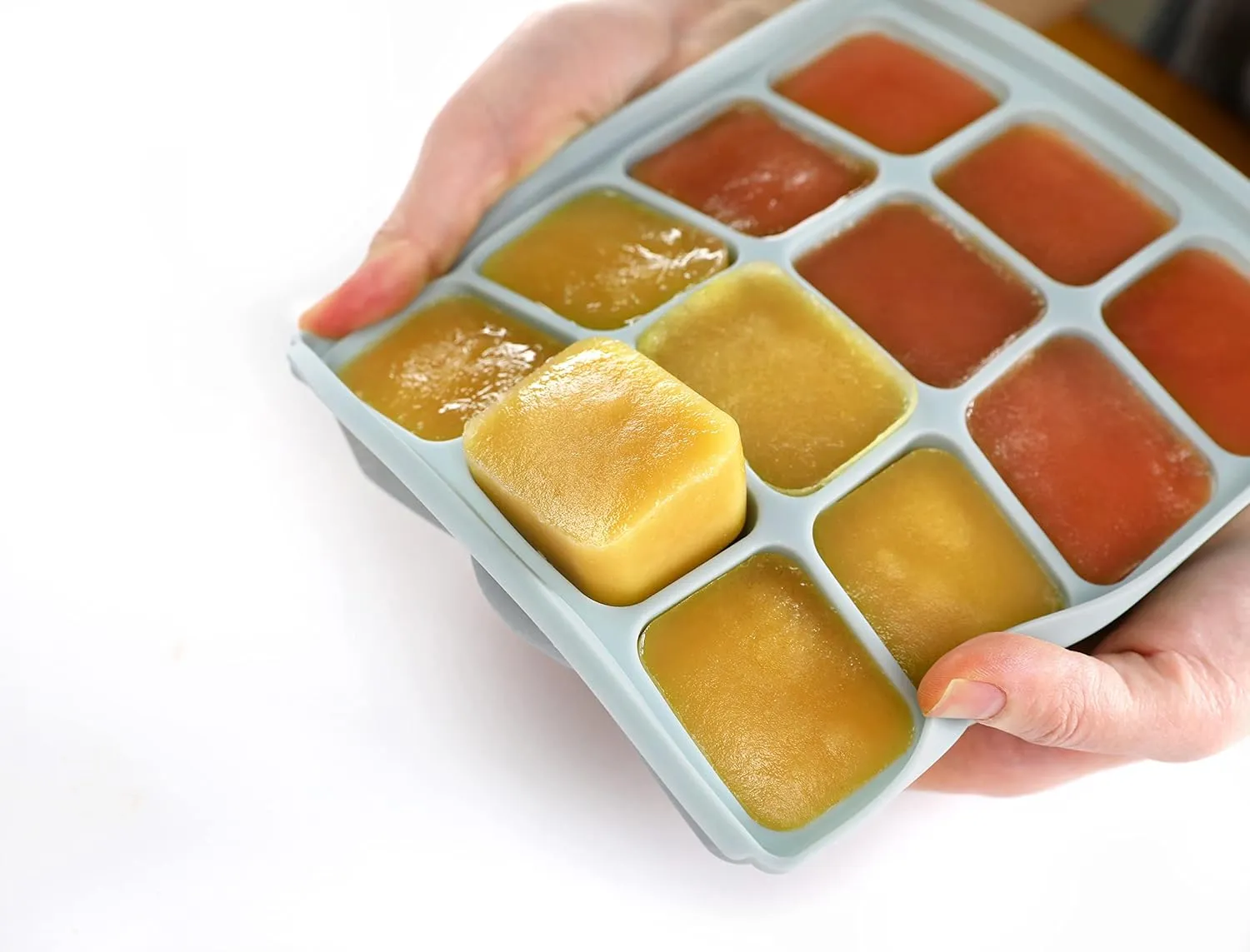 Baby Food Storage Silicone Cubes with Clip-On Lid Freezer Tray Baby Food Soups Purees Ice Safe Design Made in Korea (20cubes 0.8oz, Ocean Blue Set of 2)