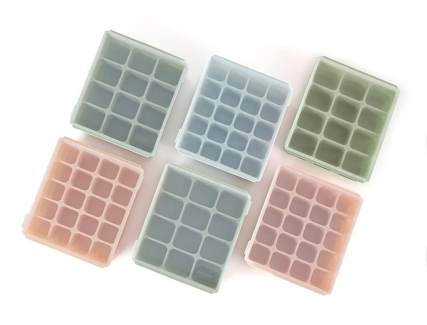 Baby Food Storage Silicone Cubes with Clip-On Lid Freezer Tray Baby Food Soups Purees Ice Safe Design Made in Korea (20cubes 0.8oz, Ocean Blue Set of 2)