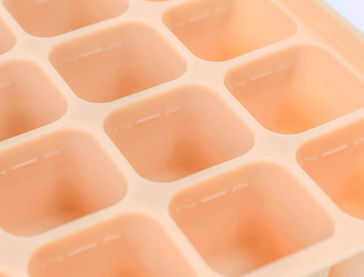 Baby Food Storage Silicone Cubes with Clip-On Lid Freezer Tray Baby Food Soups Purees Ice Safe Design Made in Korea (20cubes 0.8oz, Ocean Blue Set of 2)
