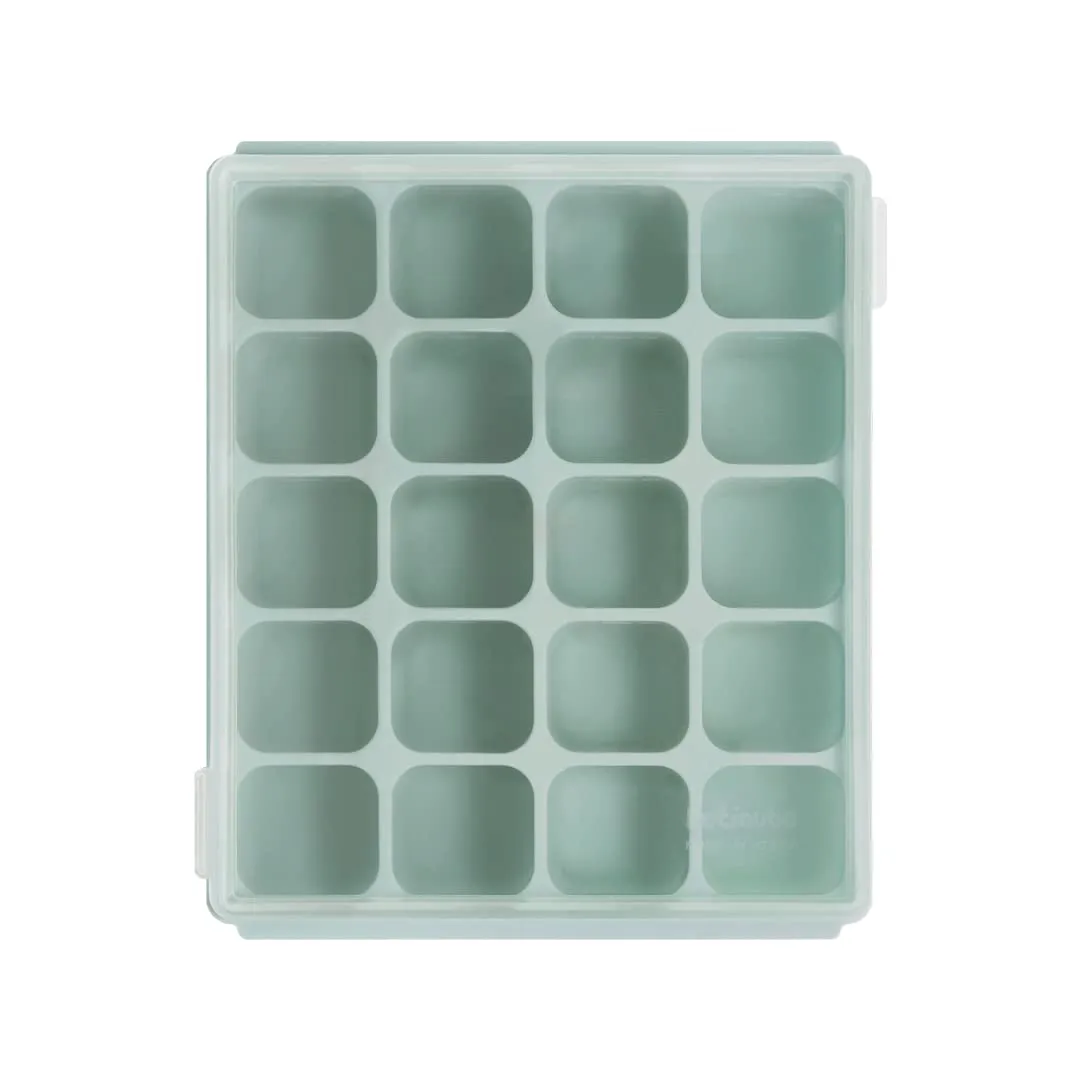 Baby Food Storage Silicone Cubes with Clip-On Lid Freezer Tray Baby Food Soups Purees Ice Safe Design Made in Korea (20cubes 0.8oz, Ocean Blue Set of 2)