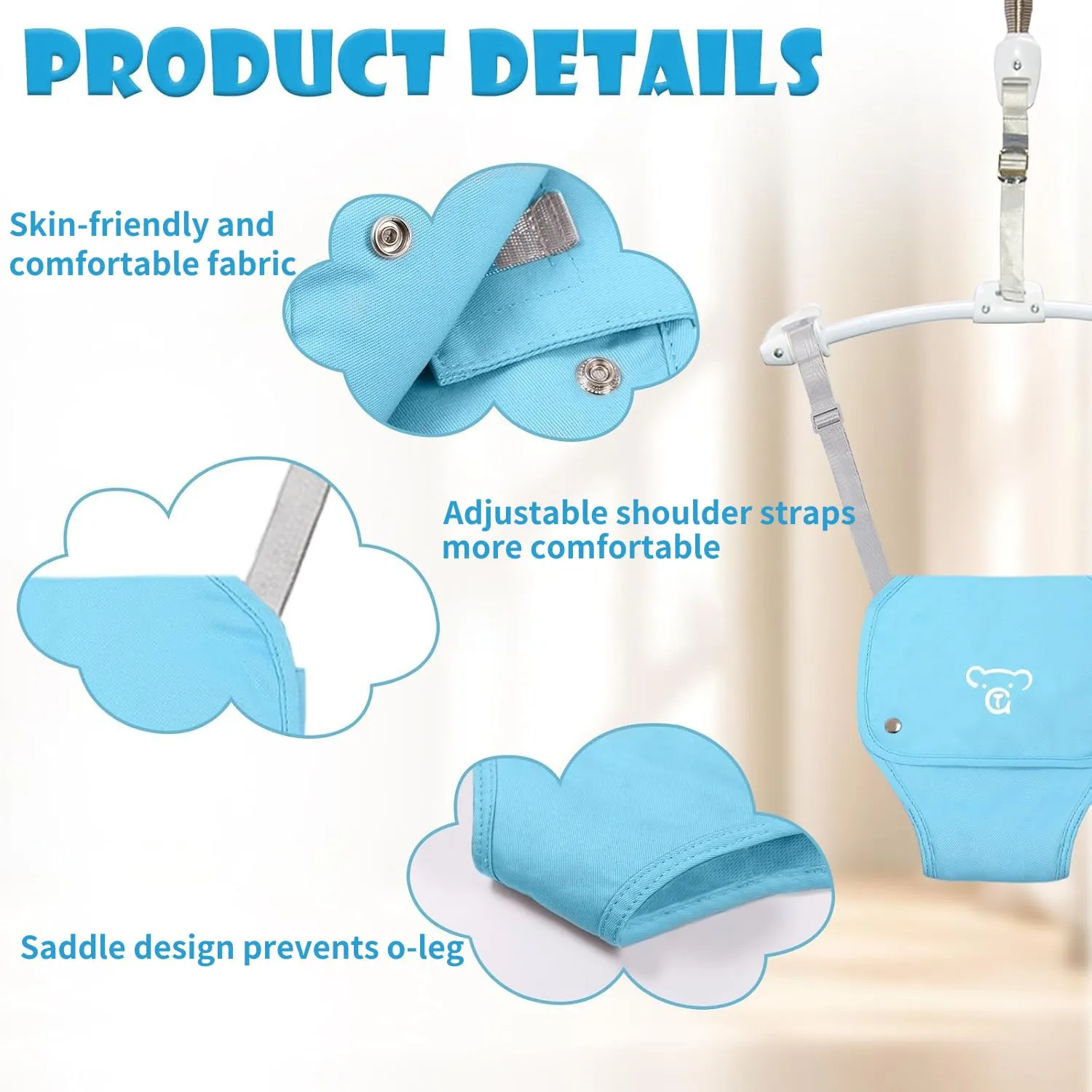 Baby Jumper, Baby Doorway Jumper with Adjustable Strap, Protable Baby Jumpers and Bouncers, Easy to Assemble, Baby Bouncer Jumper with Water Mat