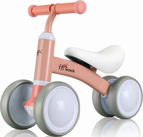 Baby Balance Bike Cute Toys for 1 Year Old Boy and Girl 12-24 Months Toddler Bike Baby Walker Riding Gifts for Boys Girls No Pedal Infant 4 Wheels Baby's First Birthday Gift (Pink)
