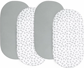 Baby Bassinet Sheets 4 Pack Fit for Chicco LullaGo, Dream On Me Karley/Lacy, Graco Sense2Snooze and Delta Children Baby Bassinet, Ultra Soft & Skin-Friendly, Grey