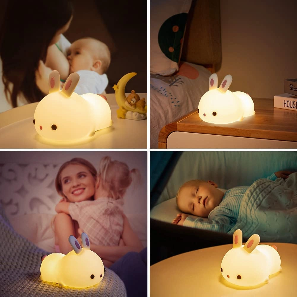 Baby Night Light Lamp, 16 Colors Rechargeable Bunny Lamp for Bedroom, Cute Stuff for Teen Girls Toddler Night Lights for Kids Room, Gifts