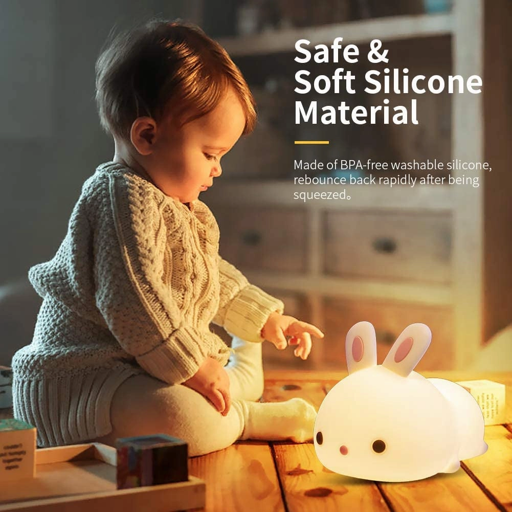 Baby Night Light Lamp, 16 Colors Rechargeable Bunny Lamp for Bedroom, Cute Stuff for Teen Girls Toddler Night Lights for Kids Room, Gifts