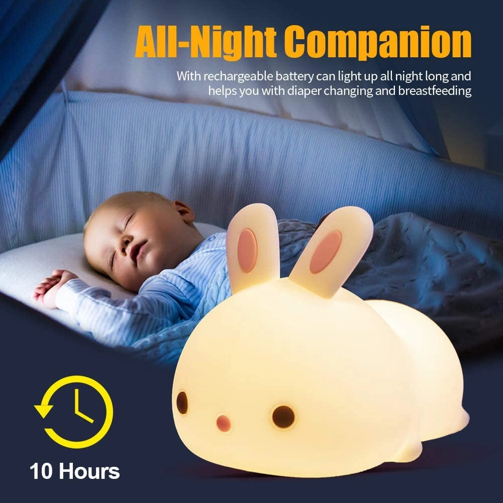 Baby Night Light Lamp, 16 Colors Rechargeable Bunny Lamp for Bedroom, Cute Stuff for Teen Girls Toddler Night Lights for Kids Room, Gifts