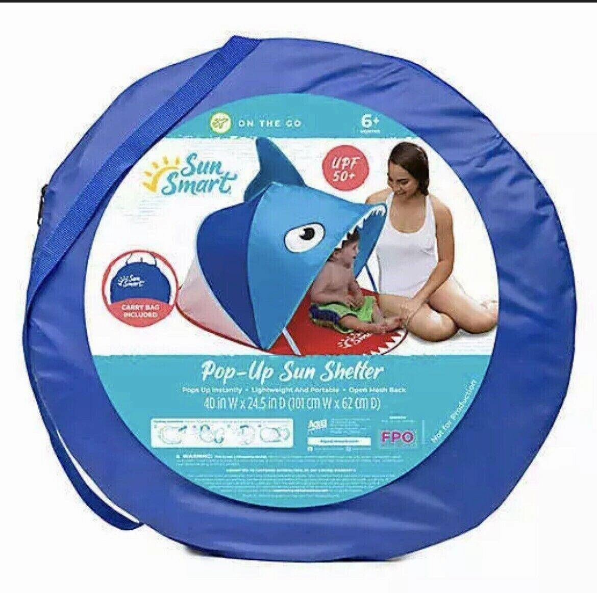 Baby Shark Pop Up Sun Shelter Portable Tent On The Go Baby Beach Cover Blue
