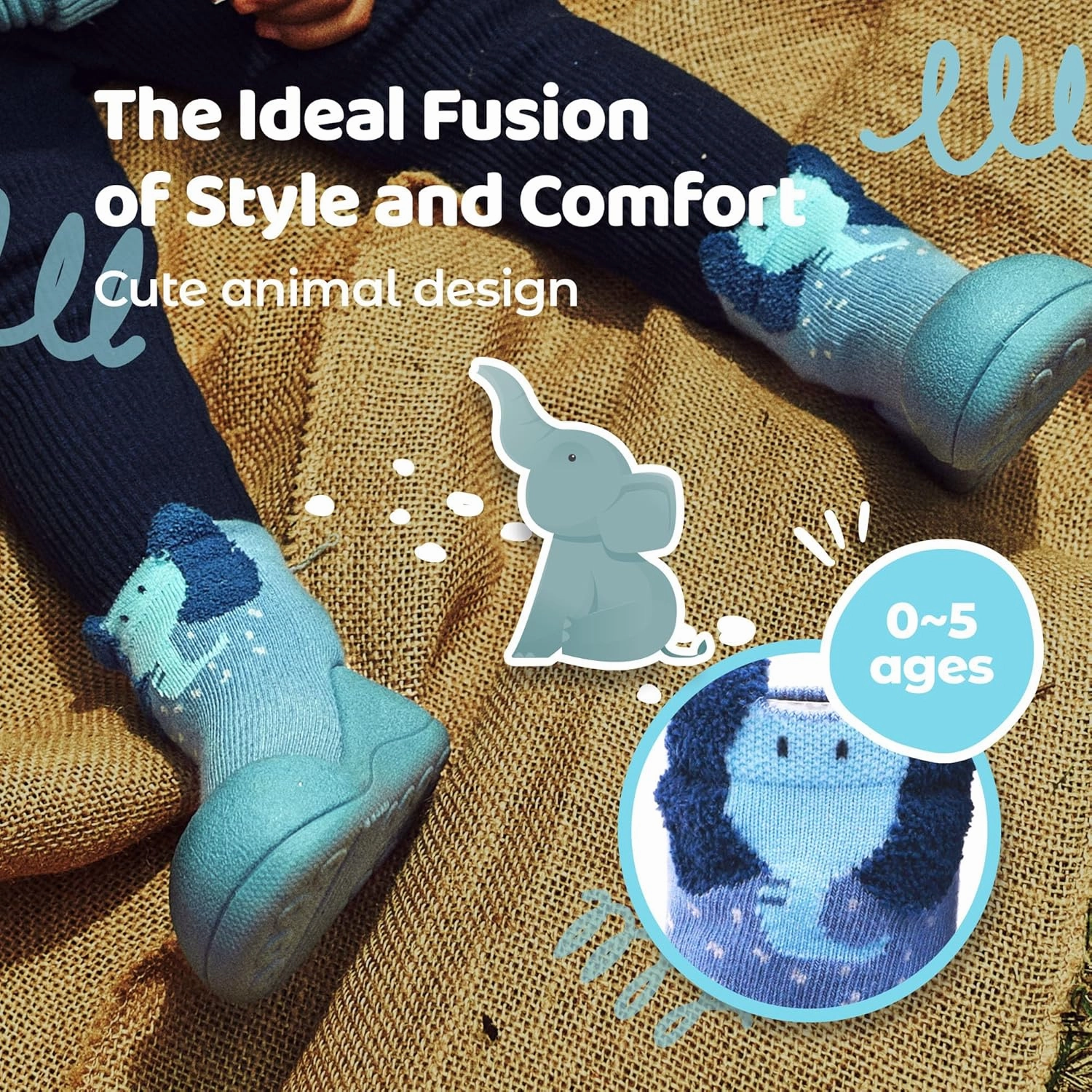 Baby Sock Shoes for Baby Boy & Girl, Soft, Non-Slip Toddler Sock Shoes, Breathable Infant Walking Shoes, First Steps Baby Shoes, Fun Animal-Themed Designs, Easy to Put On