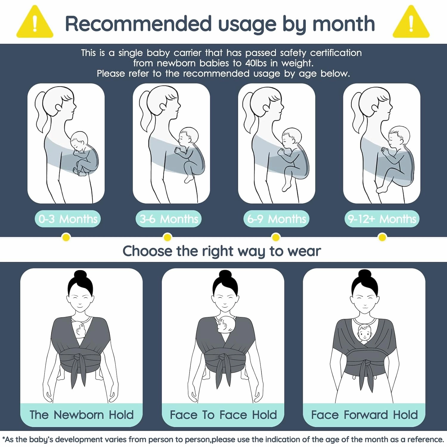 Baby Wrap Carrier Sling: Baby Wearing Wraps Newborn to Toddlers Infants Stretchy Easy to Wear Hands Free Plus Size, Khaki