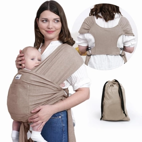 Baby Wrap Carrier Sling: Baby Wearing Wraps Newborn to Toddlers Infants Stretchy Easy to Wear Hands Free Plus Size, Khaki