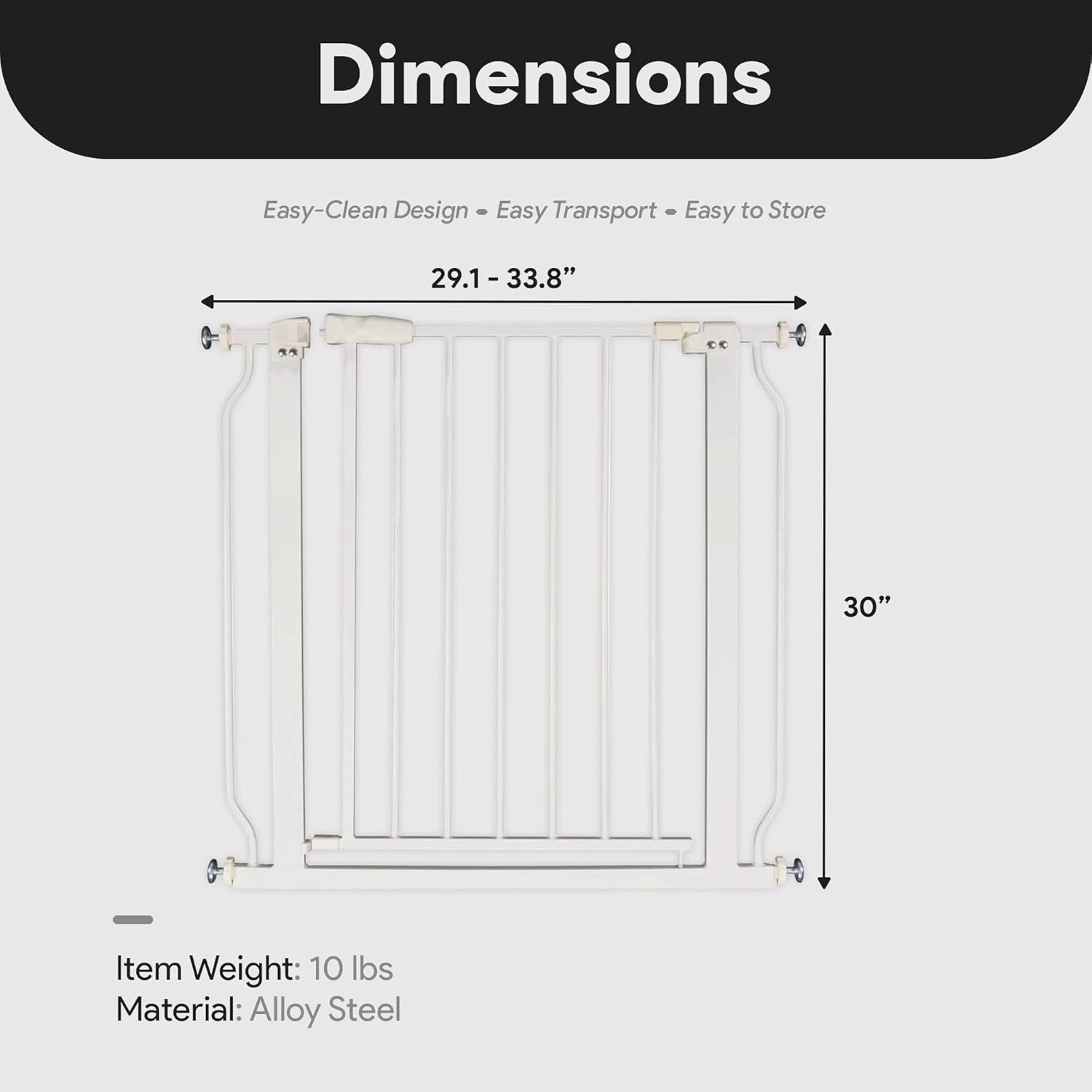 BalanceFrom Walk-Thru Safety Gate for Baby and Pets, Child Proof Fence for Doorways, Stairways, Hallways, 29.1" to 33.8" Opening, 30" Height, White