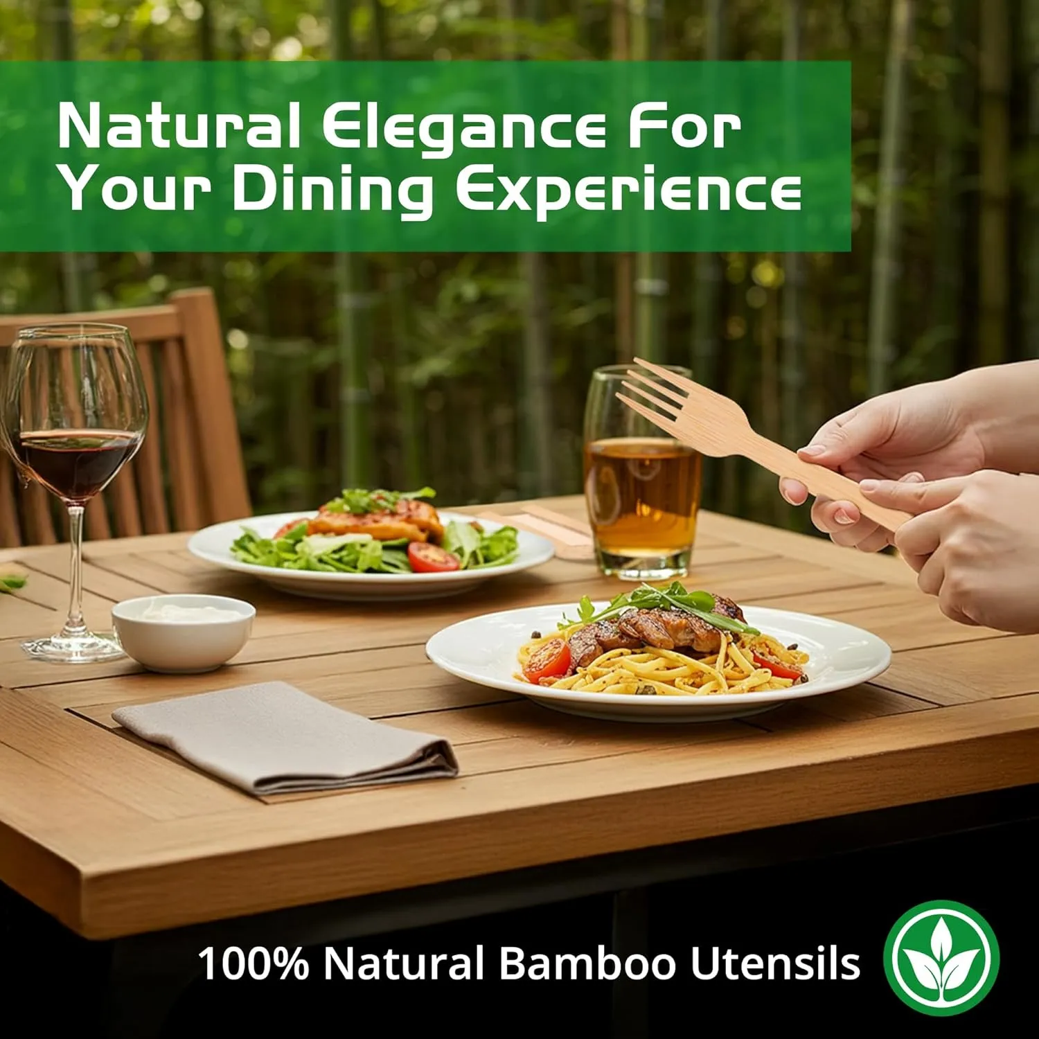 Bamboo Utensils – 200 Pack Disposable Bamboo Forks | Splinter-Free Wood Compostable Silverware Alternative | Biodegradable Eco Friendly Wood Forks Substitute | Sustainable Utensils Set