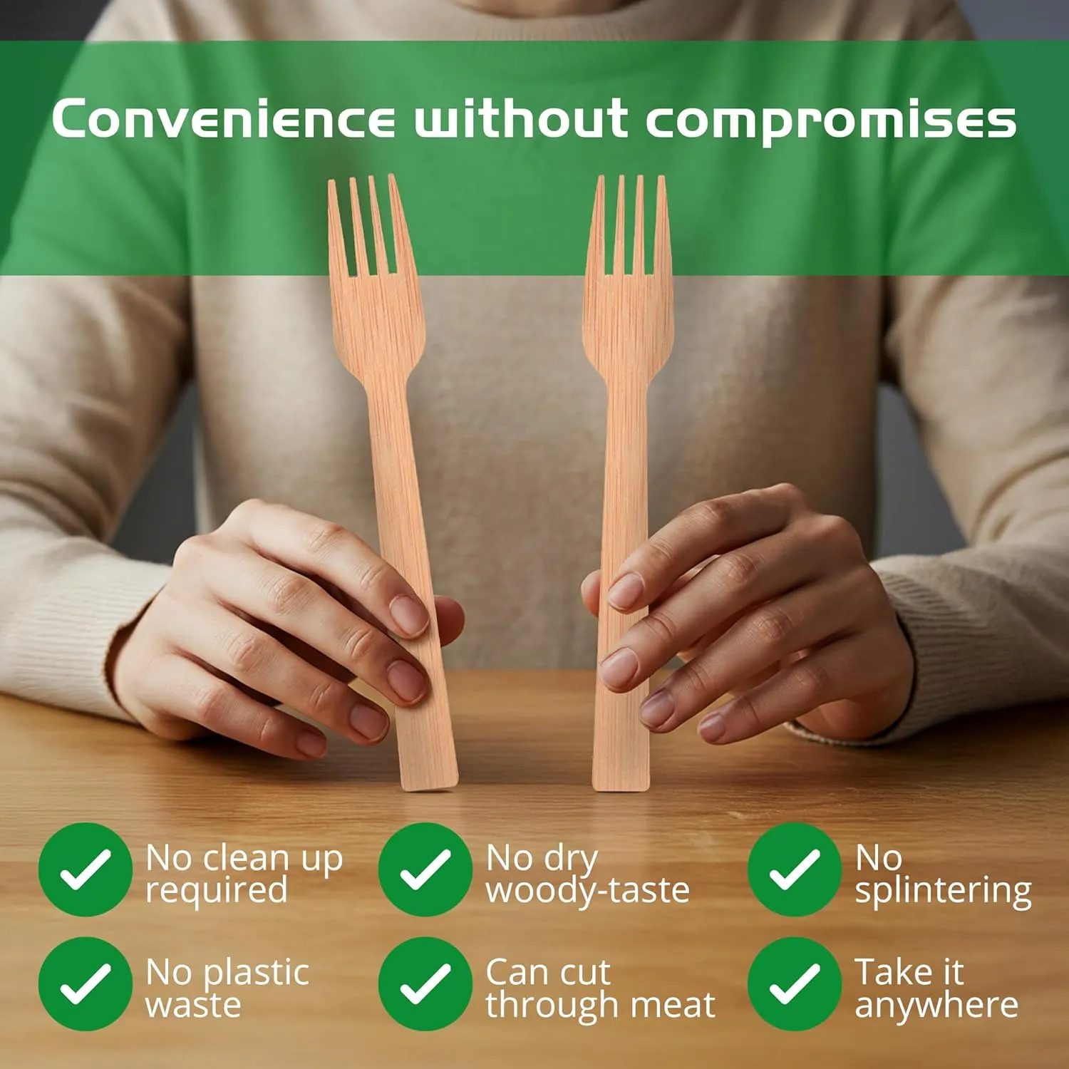 Bamboo Utensils – 200 Pack Disposable Bamboo Forks | Splinter-Free Wood Compostable Silverware Alternative | Biodegradable Eco Friendly Wood Forks Substitute | Sustainable Utensils Set