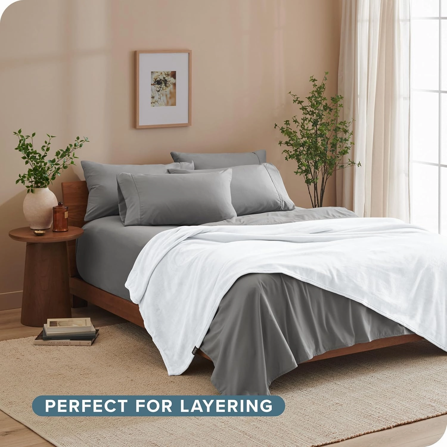 Bare Home Fleece Blanket - Extra Long - White - Lightweight Throw for Bed, Sofa, Couch, Movie Night, Camping, and Travel - Microplush - Cabin Blanket (Twin/Twin XL, White)