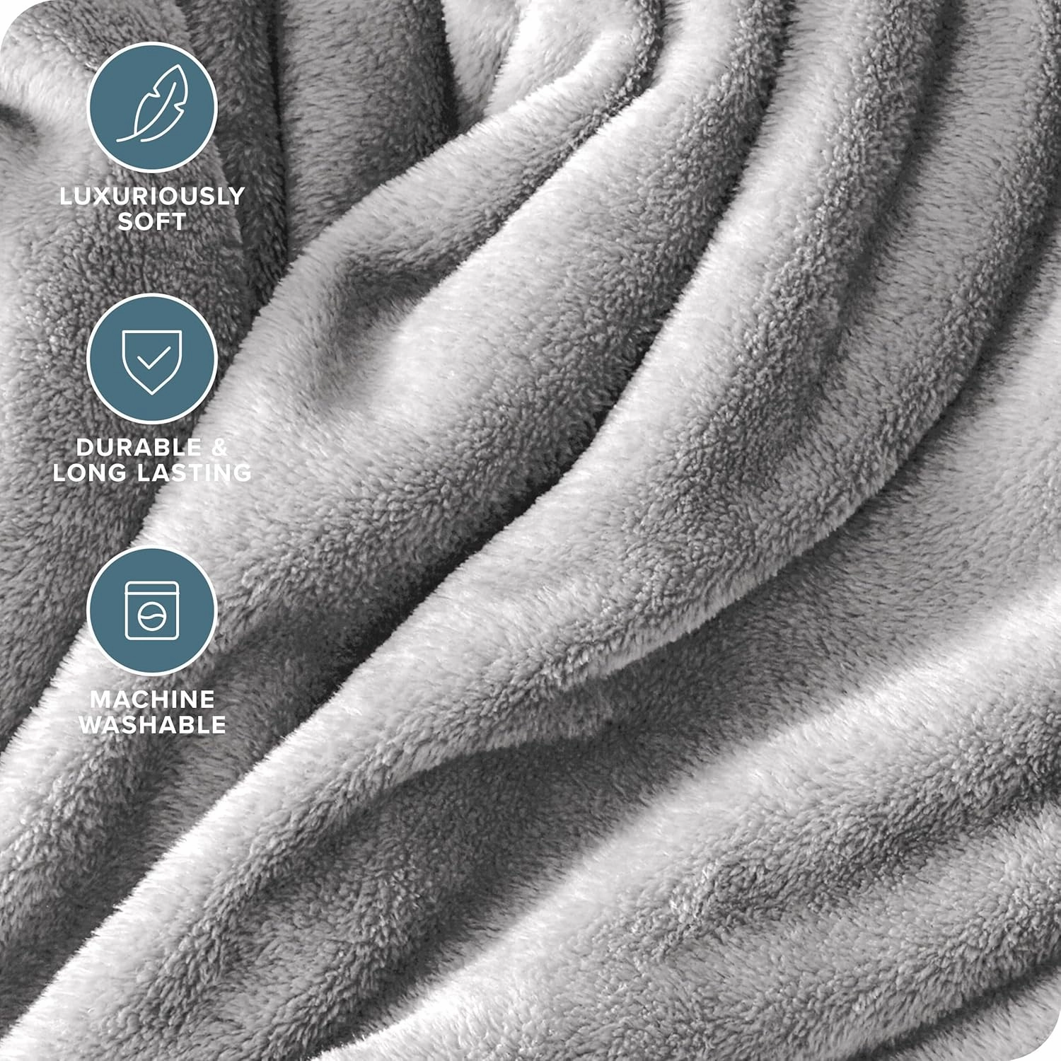 Bare Home Fleece Microplush Blanket - Full/Queen - Lightweight Throw for Bed, Sofa, Couch, Movie Night, Camping, and Travel - Cabin Blanket (Full/Queen, Light Grey)