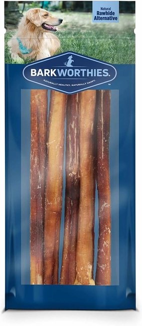 Barkworthies Odor-Free 12 Inch Bully Sticks - 5 Count (Pack of 1) - Protein-Packed, Easily Digestible, All-Natural Rawhide Alternative, Promotes Dental Health