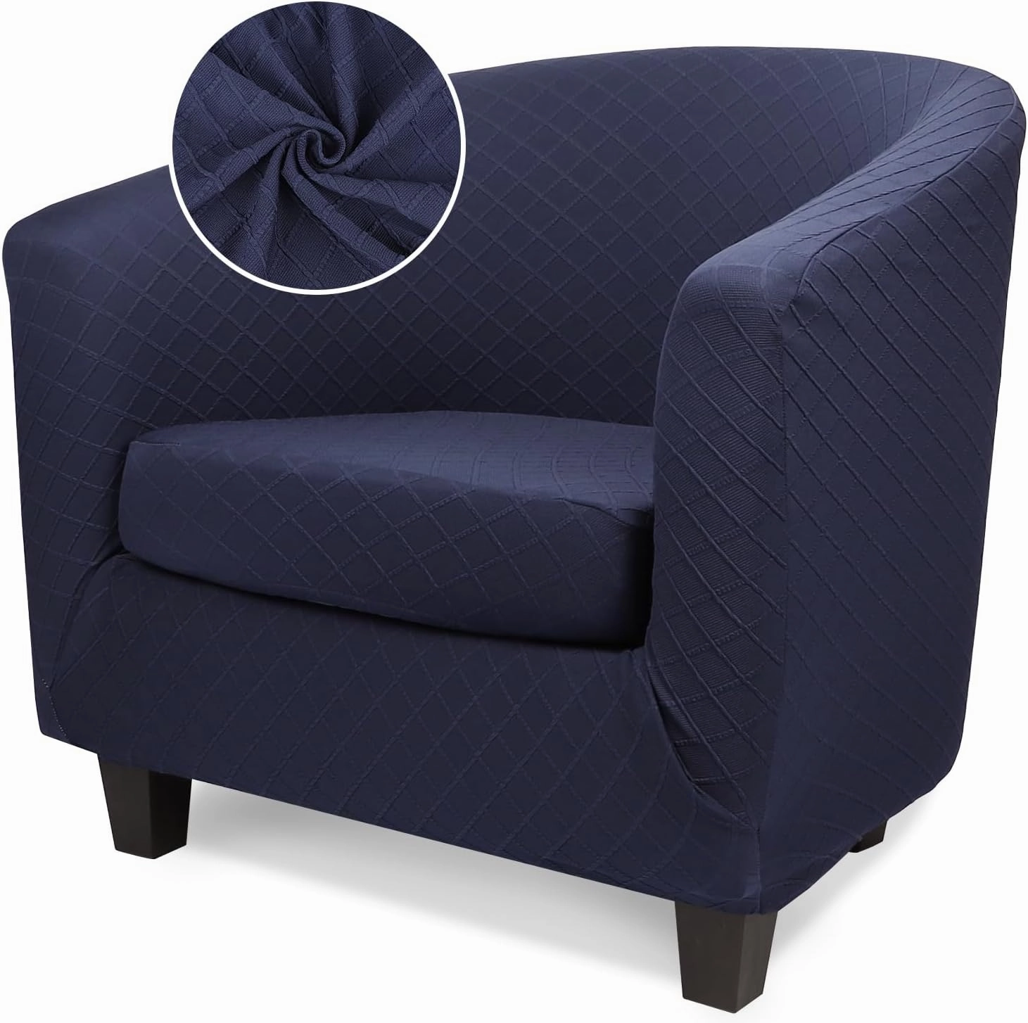 Barrel Chair Slipcover, 2 Piece Club Chair Slipcover with Chair Cushion Cover, Soft Stretch Tub Chair Slipcover with Arms Washable Furniture Protector for Living Room Office Hotel