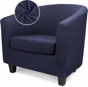 Barrel Chair Slipcover, 2 Piece Club Chair Slipcover with Chair Cushion Cover, Soft Stretch Tub Chair Slipcover with Arms Washable Furniture Protector for Living Room Office Hotel