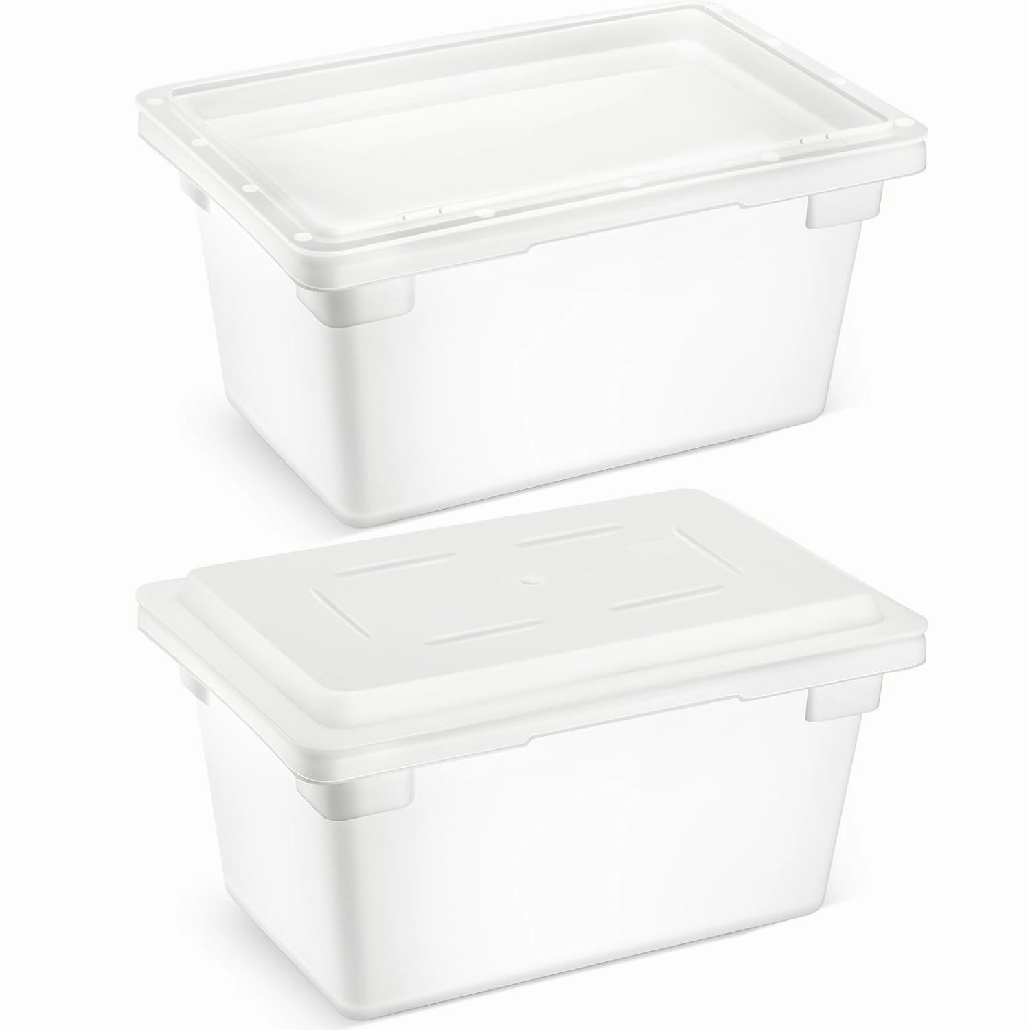 Barydat 2 Pack Food Storage Box Tote, Freezer and Dishwasher Safe Commercial Food Storage Containers Bins with Lids for Fruits Vegetables Grains Home Organization, White(5 Gallon)