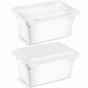 Barydat 2 Pack Food Storage Box Tote, Freezer and Dishwasher Safe Commercial Food Storage Containers Bins with Lids for Fruits Vegetables Grains Home Organization, White(5 Gallon)