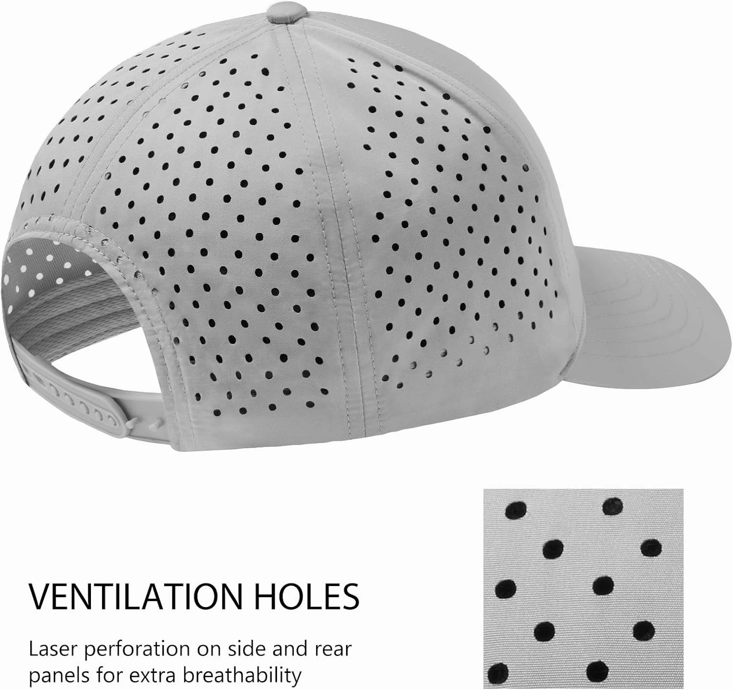 BASSDASH UPF 50  Quick Dry Baseball Cap Water Resistant Laser Cut Mesh Snapback Hat for Men Women Fishing Hiking FH14