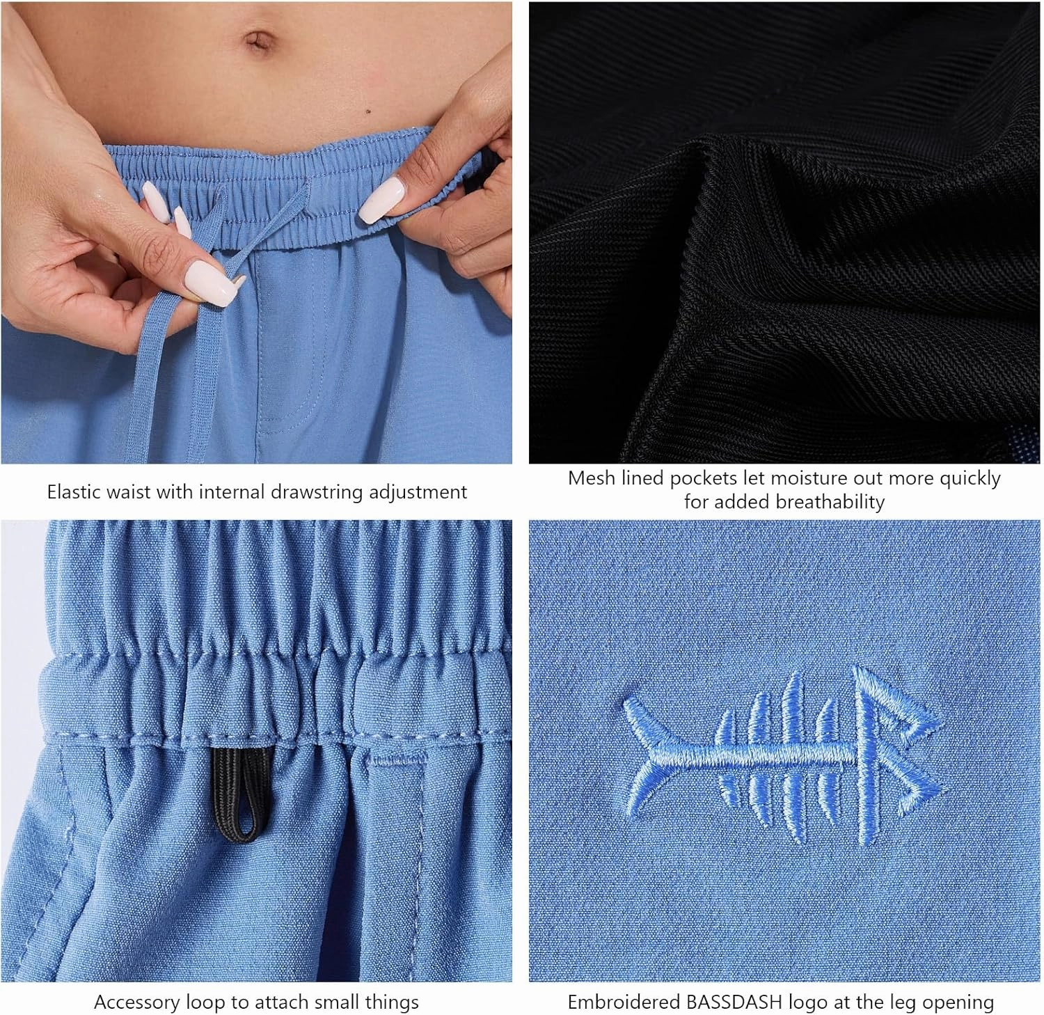 BASSDASH Women’s 5” Fishing Hiking Quick Dry Cargo Shorts with Zipper Pockets UPF 50  Water Resistant Summer Casual Shorts