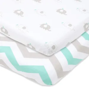 Bassinet Fitted Sheets Compatible with Chicco Lullago Bassinet and Chicco Close to You 3-in-1 Bedside Sleeper – Snuggly Soft Jersey Cotton – Fits Perfectly on 19 x 32 Mattress – Grey, Mint – 2 Pack