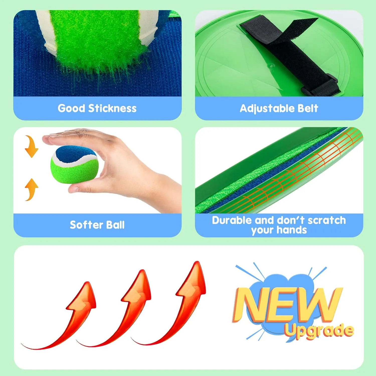 Beach Toys - Outdoor Games for Kids, Toss and Catch Ball Set with 4 Paddles 3 Balls, Toys for 3 4 5 6 7 8  Year Old Boys Girls Christmas Birthday Gifts (Blue and Green)