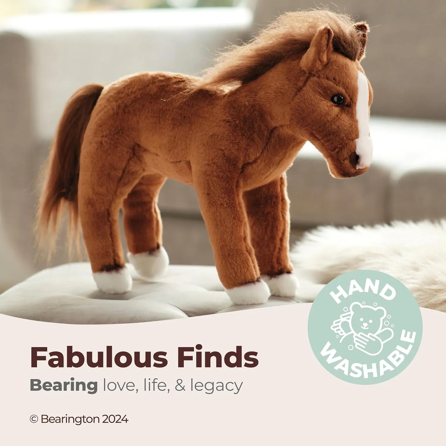 Bearington Blaze Plush Stuffed Animal Brown Horse 13.5 inches