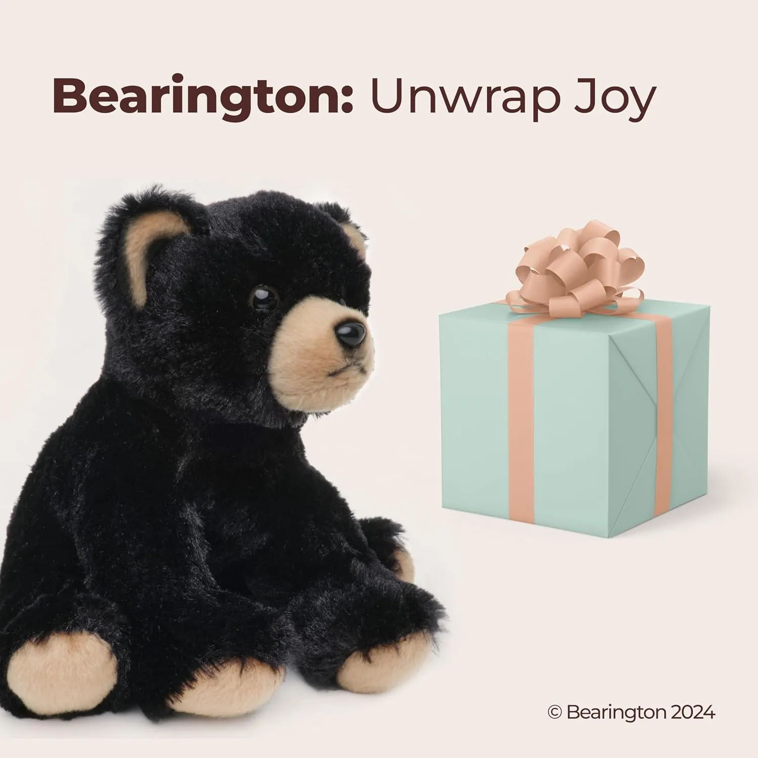 Bearington Lil' Huck Small Plush Stuffed Animal Black Bear, 7 Inches