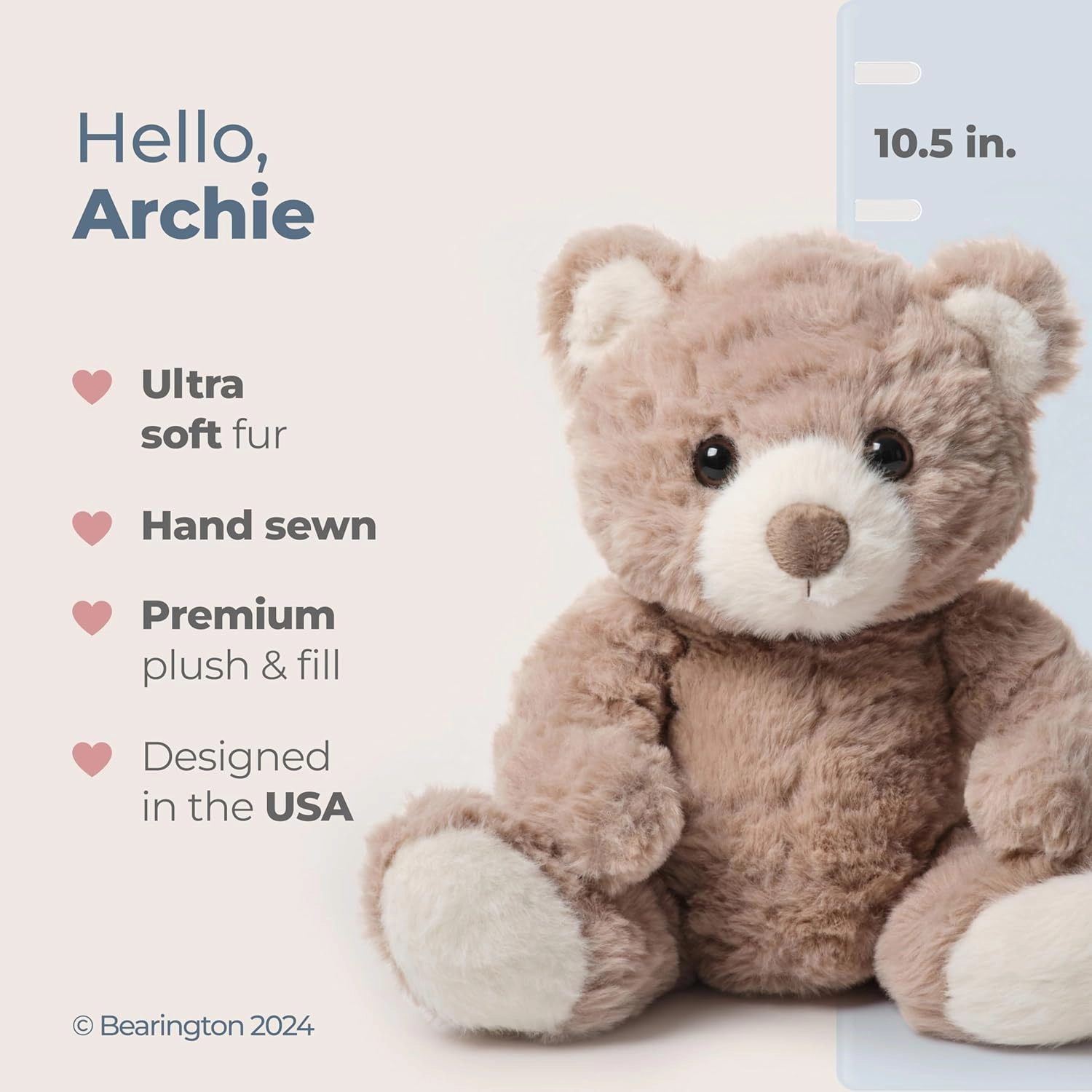 Bearington Archie Plush Teddy Bear Stuffed Animal, 10.5 Inch
