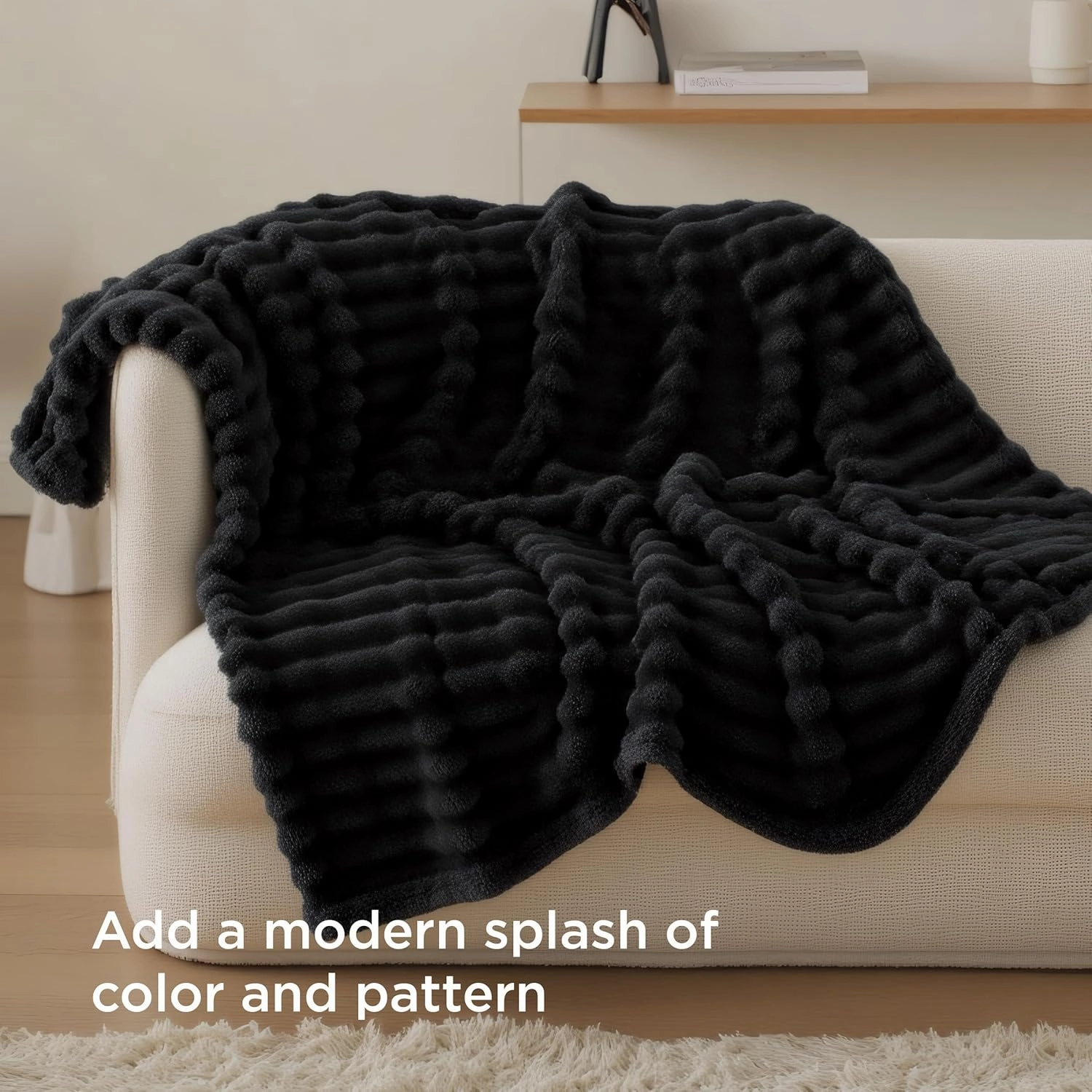 Bedsure Black Throw Blanket for Couch - GentleSoft Cozy Soft Blankets for Women, Cute Small Fleece Throws for Girls, 50x60 Inches