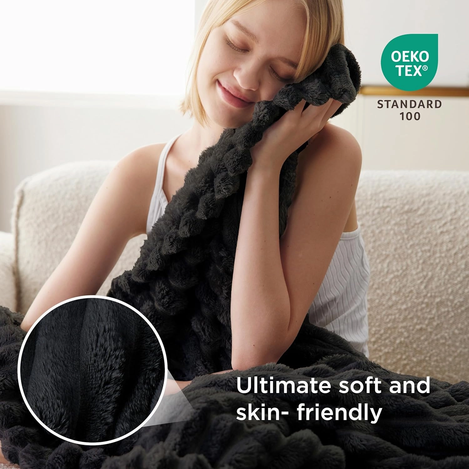 Bedsure Black Throw Blanket for Couch - GentleSoft Cozy Soft Blankets for Women, Cute Small Fleece Throws for Girls, 50x60 Inches