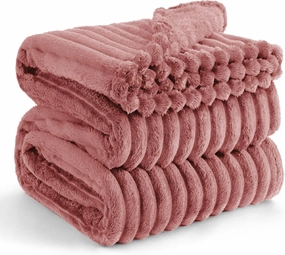 Bedsure Brick Dust Fleece Queen Blanket for Couch - GentleSoft Cozy Soft Blankets for Women, Cute Small Throws for Girls, 90x90 Inches