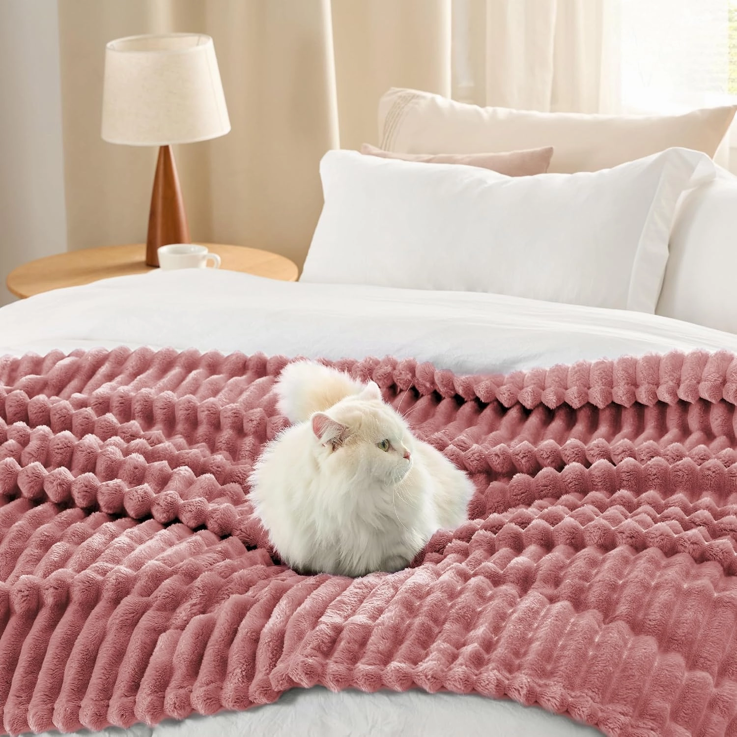 Bedsure Brick Dust Fleece Queen Blanket for Couch - GentleSoft Cozy Soft Blankets for Women, Cute Small Throws for Girls, 90x90 Inches