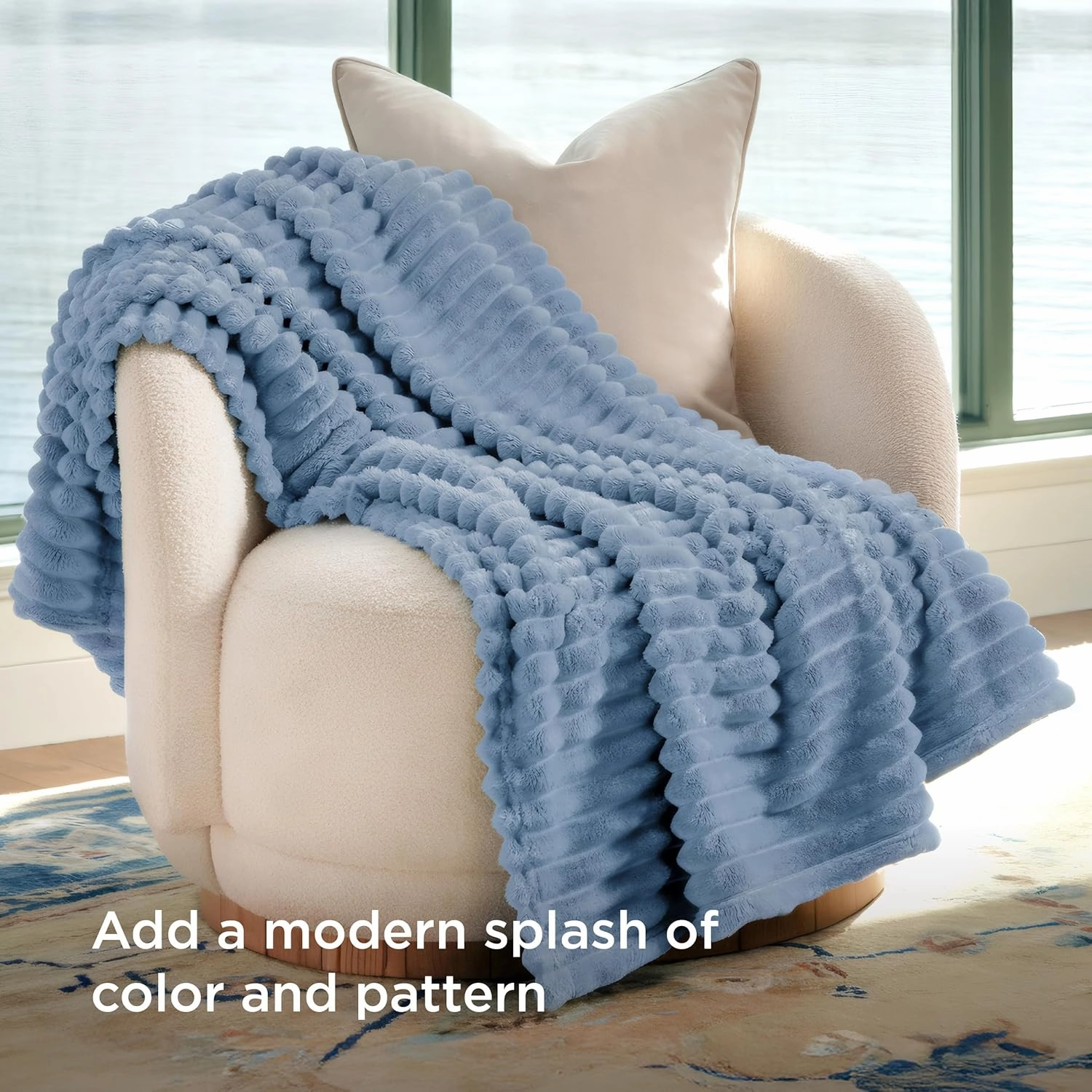 Bedsure Fall Throw Blanket for Couch - GentleSoft Cozy Soft Blankets for Women, Cute Small Throws for Girls, Ashley Blue, 50x60 Inches