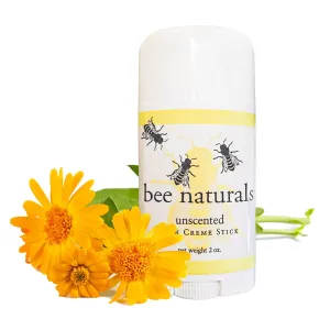 Bee Naturals Unscented Skin Cream Stick – Portable Twist-Up Solid Lotion for Hydrating, Smoothing & Soothing Hands – Compact Travel-Friendly Tube for On-the-Go Moisturization- 2 Oz