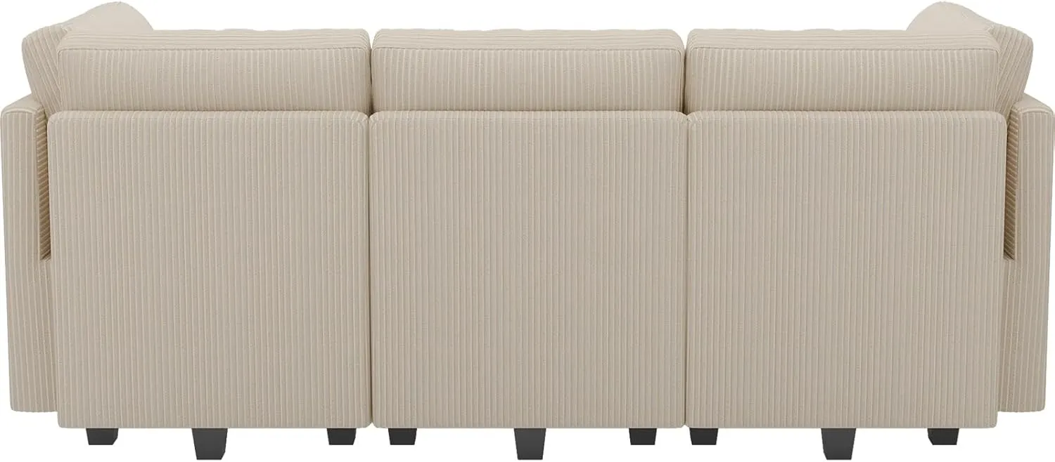 Belffin Modular Sectional Sleeper Sofa with Storage Seat 6 Seat Sleeper Sofa Bed Corduroy Convertible Sectional Couch with Reversible Chaise Beige Modular Couch for Living Room